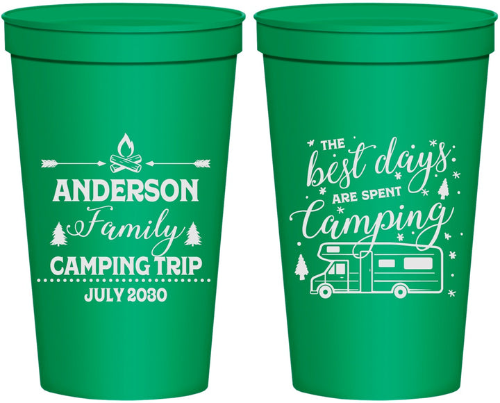 Personalized Family Vacation 22 oz Stadium Cups - Camping Trip | 180017