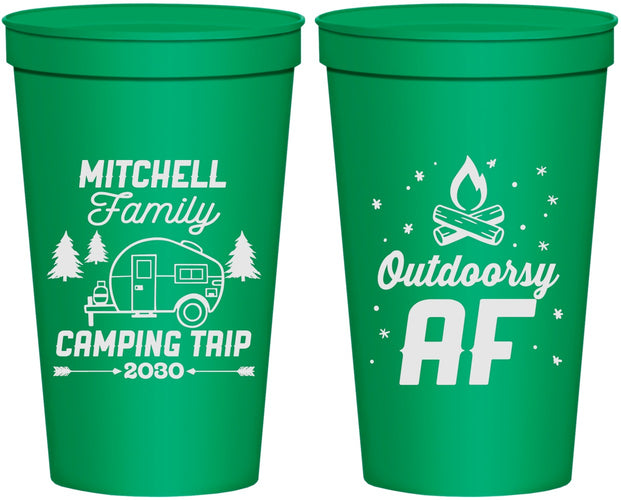 Personalized Family Vacation 22 oz Stadium Cups - Camping Trip | 180018