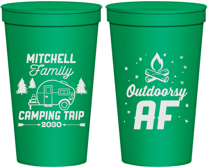 Personalized Family Vacation 22 oz Stadium Cups - Camping Trip | 180018