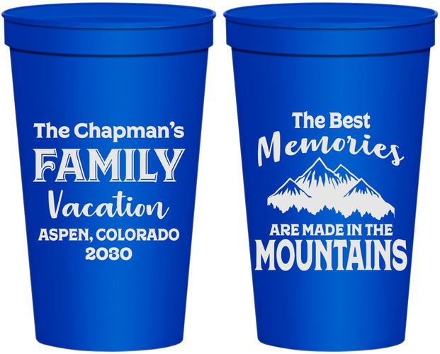 Personalized Family Vacation 22 oz Stadium Cups - Mountains | 180021