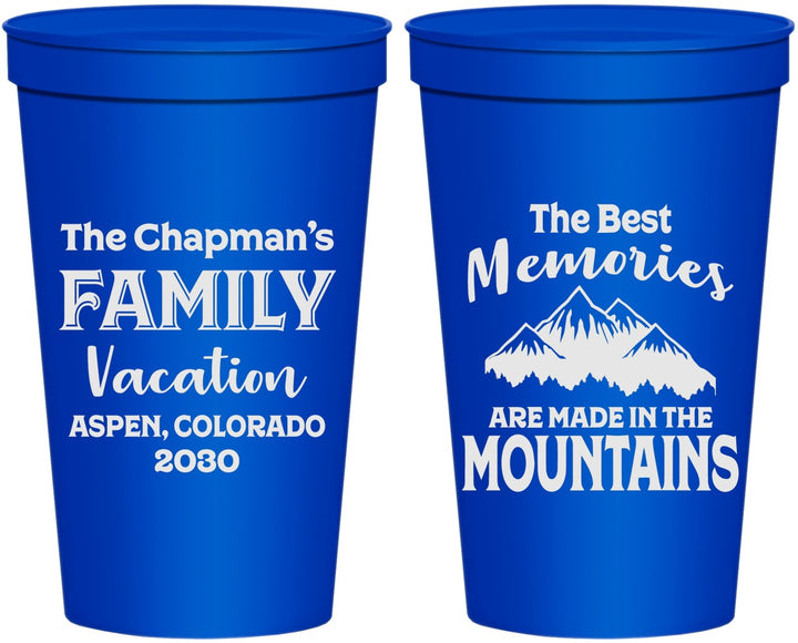 Personalized Family Vacation 22 oz Stadium Cups - Mountains | 180021
