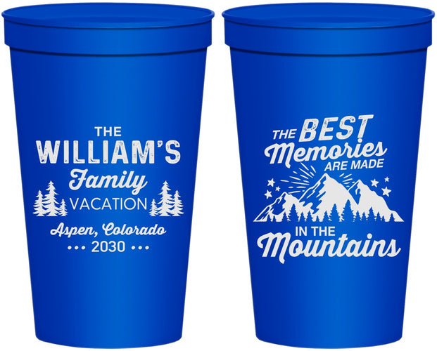 Personalized Family Vacation 22 oz Stadium Cups - Mountains | 180022