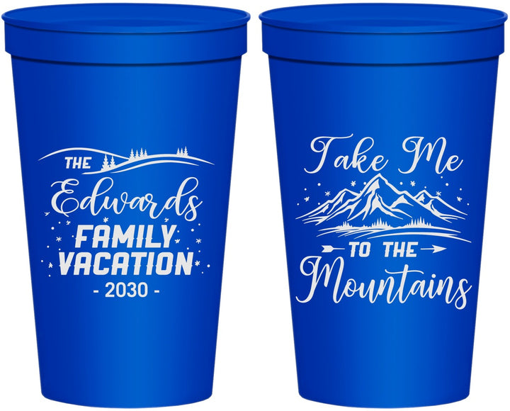 Personalized Family Vacation 22 oz Stadium Cups - Mountains | 180024