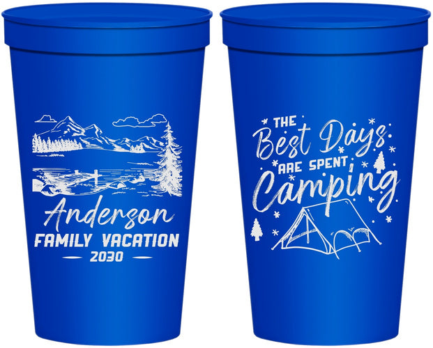 Personalized Family Vacation 22 oz Stadium Cups - Camping Trip | 180025