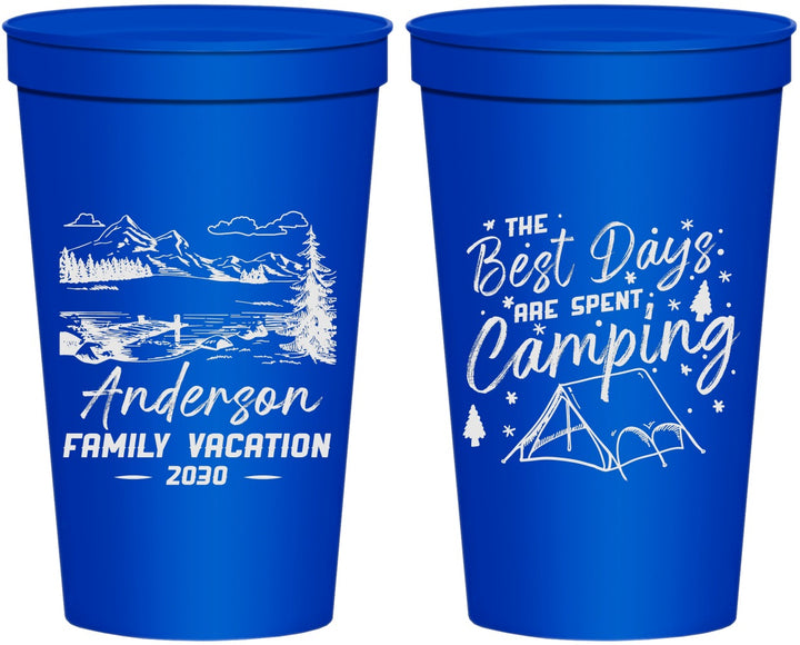 Personalized Family Vacation 22 oz Stadium Cups - Camping Trip | 180025
