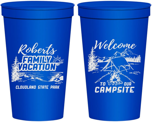 Personalized Family Vacation 22 oz Stadium Cups - Camping Trip | 180026