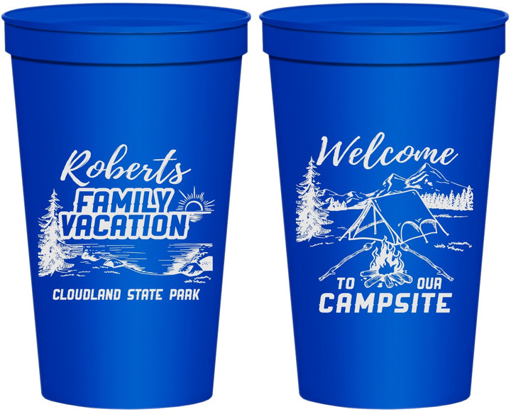 Personalized Family Vacation 22 oz Stadium Cups - Camping Trip | 180026