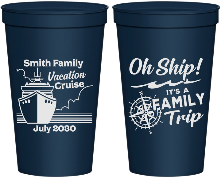 Personalized Family Vacation 22 oz Stadium Cups - Oh Ship Cruise | 180030