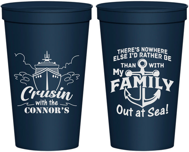Personalized Family Vacation 22 oz Stadium Cups - Nautical Cruise | 180031