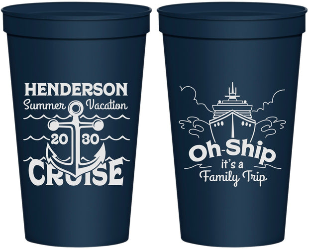 Personalized Family Vacation 22 oz Stadium Cups - Oh Ship Cruise | 180032