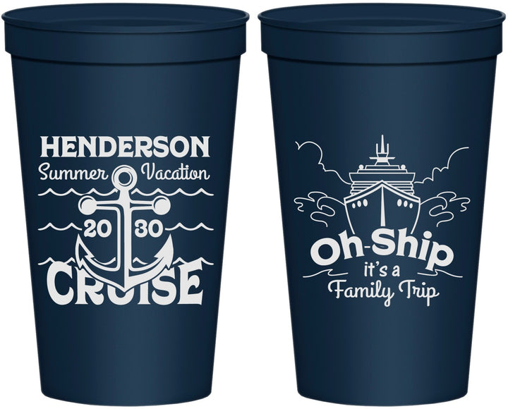 Personalized Family Vacation 22 oz Stadium Cups - Oh Ship Cruise | 180032