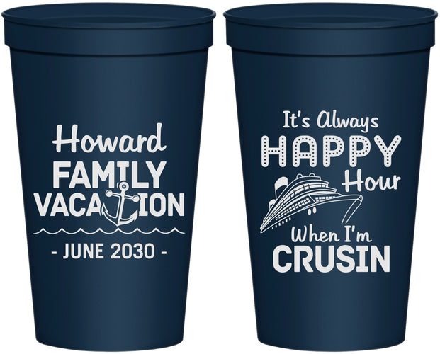 Personalized Family Vacation 22 oz Stadium Cups - Crusin Cruise | 180033
