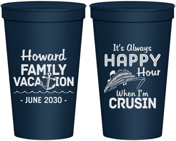 Personalized Family Vacation 22 oz Stadium Cups - Crusin Cruise | 180033
