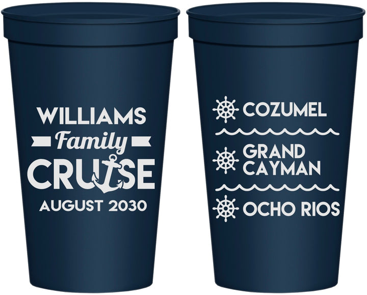 Personalized Family Vacation 22 oz Stadium Cups - Nautical Cruise | 180034