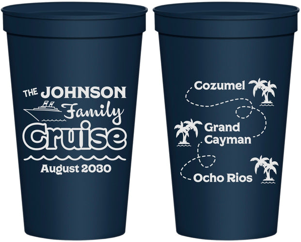 Personalized Family Vacation 22 oz Stadium Cups - Cruise Ship | 180035
