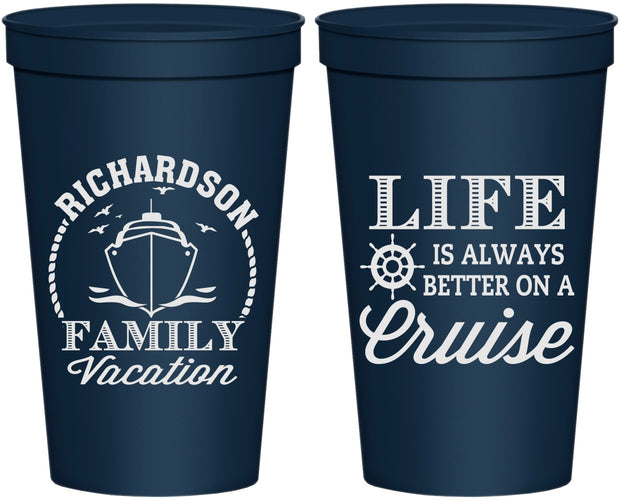 Personalized Family Vacation 22 oz Stadium Cups - Cruise Ship | 180036