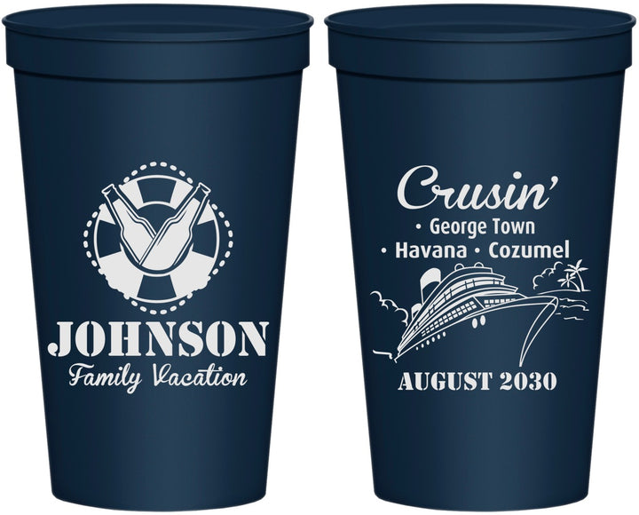 Personalized Family Vacation 22 oz Stadium Cups - Cruisin Ship | 180039