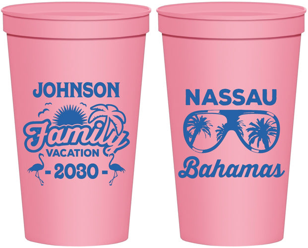 Personalized Family Vacation 22 oz Stadium Cups - Bahamas | 180041