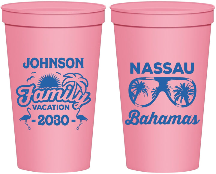 Personalized Family Vacation 22 oz Stadium Cups - Bahamas | 180041