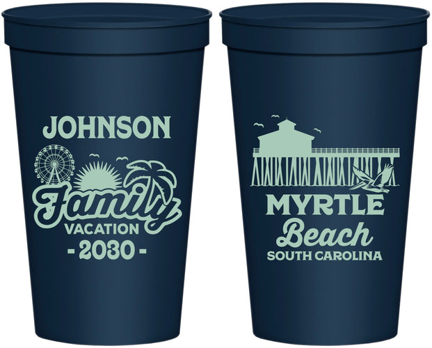 Personalized Family Vacation 22 oz Stadium Cups - Myrtle Beach | 180045