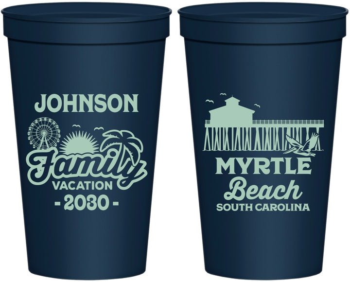 Personalized Family Vacation 22 oz Stadium Cups - Myrtle Beach | 180045