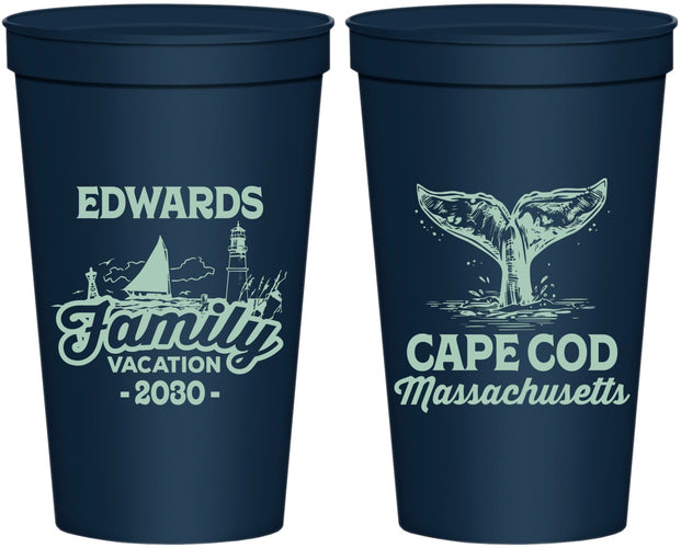 Personalized Family Vacation 22 oz Stadium Cups - Cape Cod | 180046