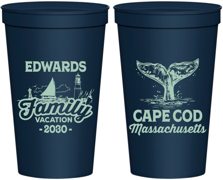 Personalized Family Vacation 22 oz Stadium Cups - Cape Cod | 180046