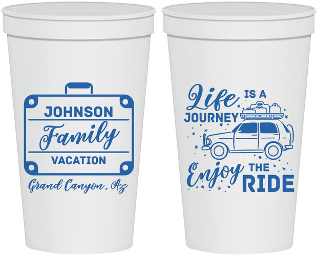 Personalized Family Vacation 22 oz Stadium Cups - Road Trip Car | 180051