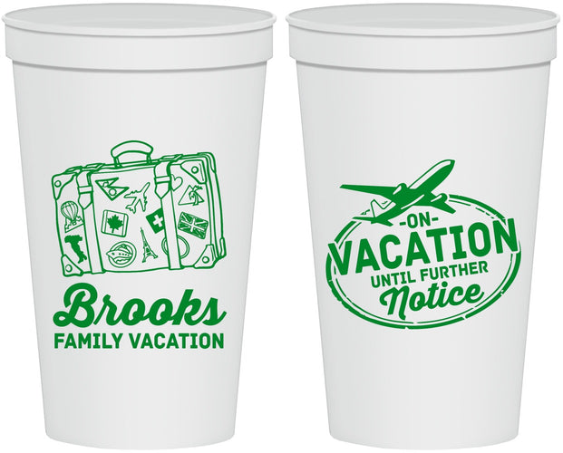 Personalized Family Vacation 22 oz Stadium Cups - Road Trip Plane | 180052