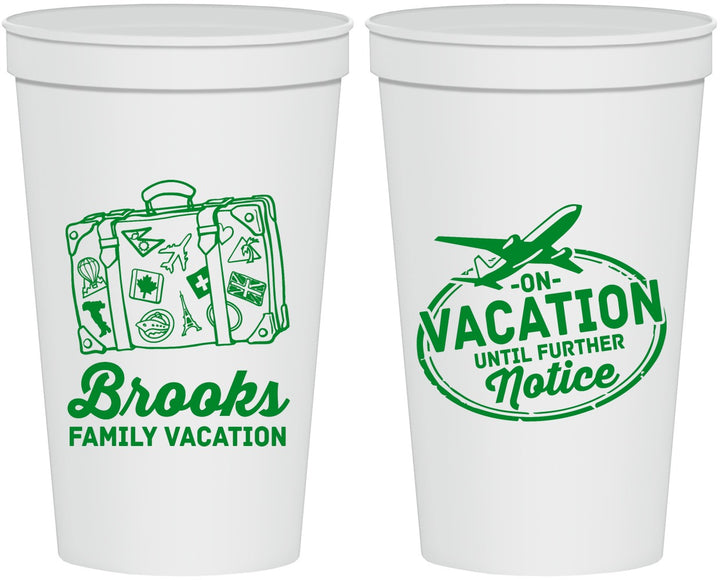 Personalized Family Vacation 22 oz Stadium Cups - Road Trip Plane | 180052