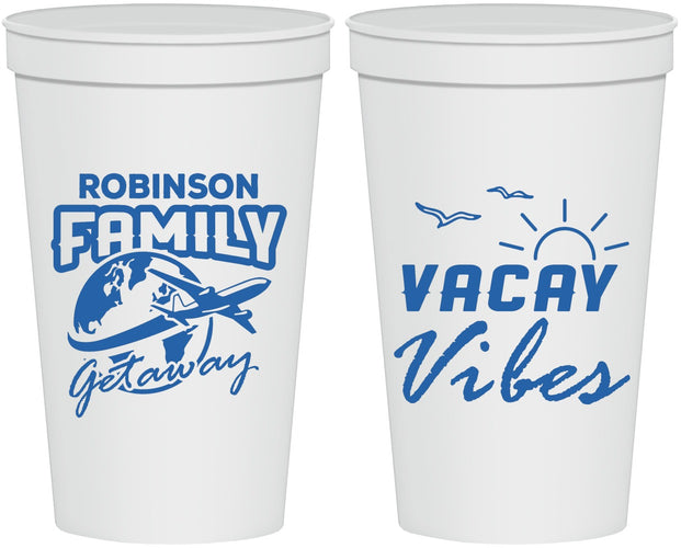 Personalized Family Vacation 22 oz Stadium Cups - Vacay Vibes | 180057