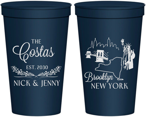 Personalized Wedding 22 oz Stadium Cups - New  York | 181