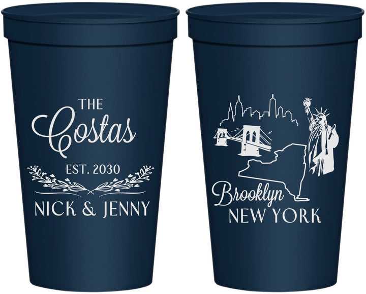Personalized Wedding 22 oz Stadium Cups - New  York | 181