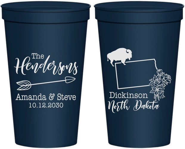 Personalized Wedding 22 oz Stadium Cups - North Dakota | 183