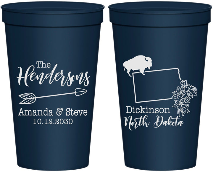 Personalized Wedding 22 oz Stadium Cups - North Dakota | 183