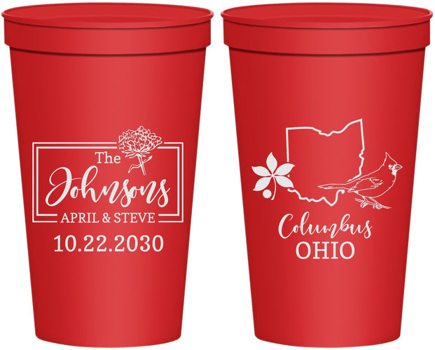 Personalized Wedding 22 oz Stadium Cups - Ohio | 184