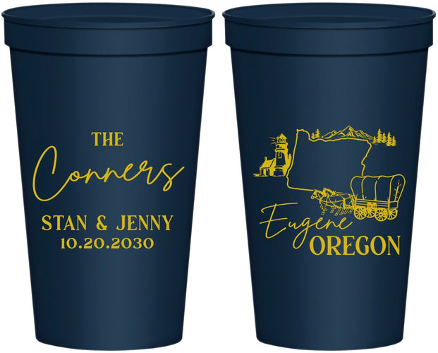 Personalized Wedding 22 oz Stadium Cups - Oregon | 186