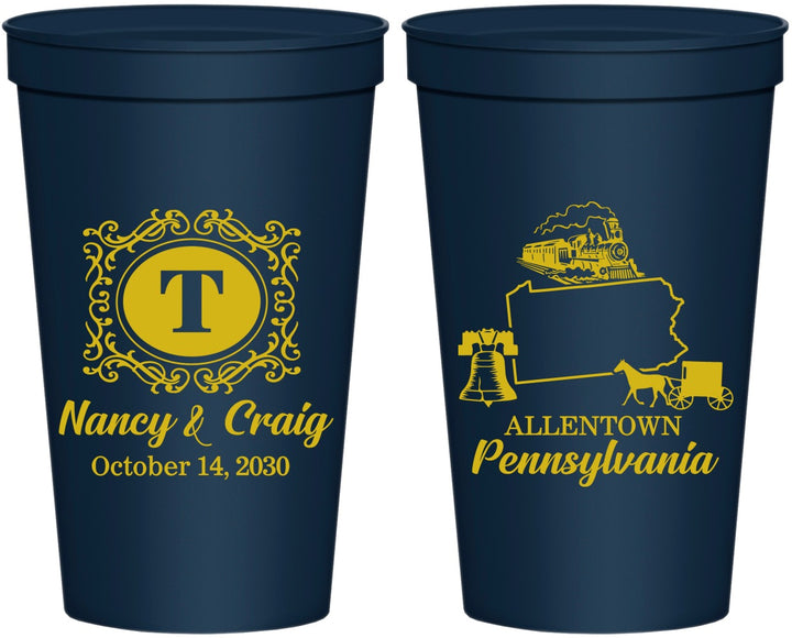 Personalized Wedding 22 oz Stadium Cups - Pennsylvania | 187