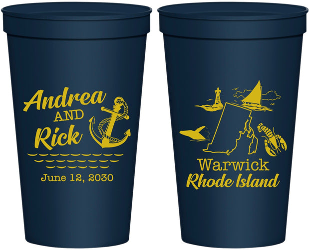 Personalized Wedding 22 oz Stadium Cups - Rhode Island | 188