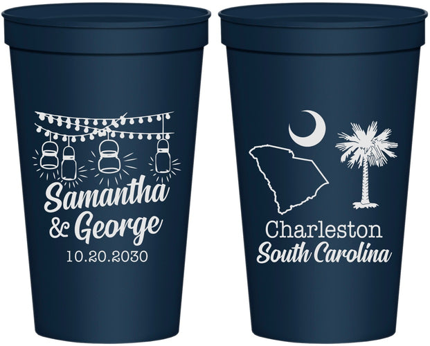Personalized Wedding 22 oz Stadium Cups - South Carolina | 189