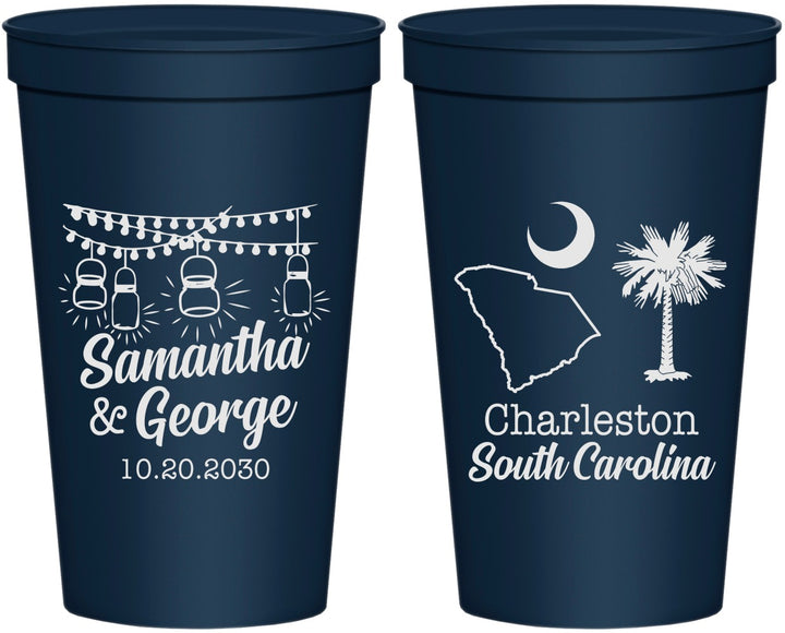 Personalized Wedding 22 oz Stadium Cups - South Carolina | 189