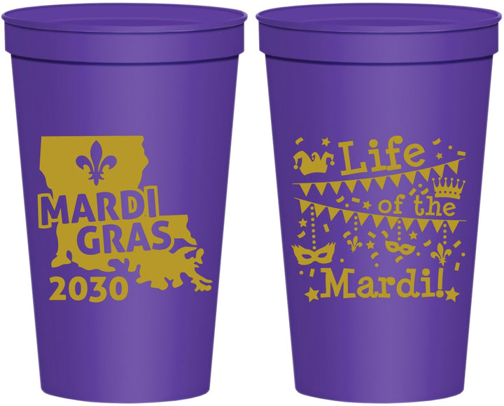 Personalized Mardi Gras 22 oz Stadium Cups - Life Of The Mardi | 190001
