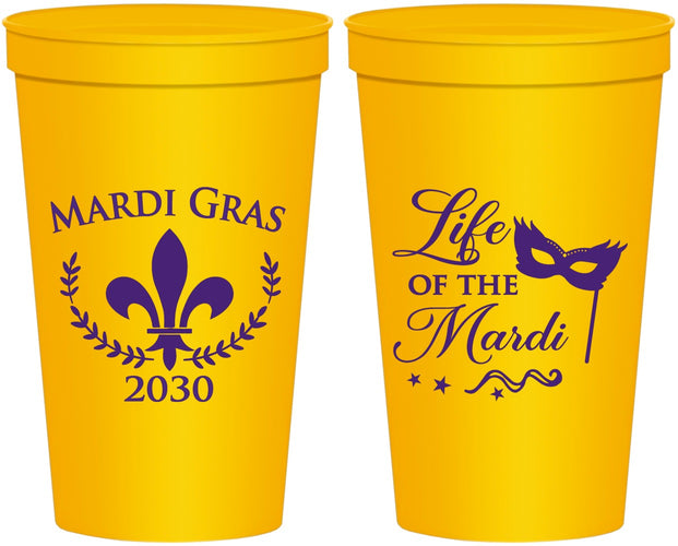 Personalized Mardi Gras 22 oz Stadium Cups - Life Of The Mardi | 190004