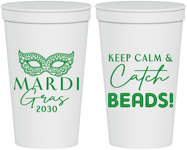 Personalized Mardi Gras 22 oz Stadium Cups - Beads Nola | 190007