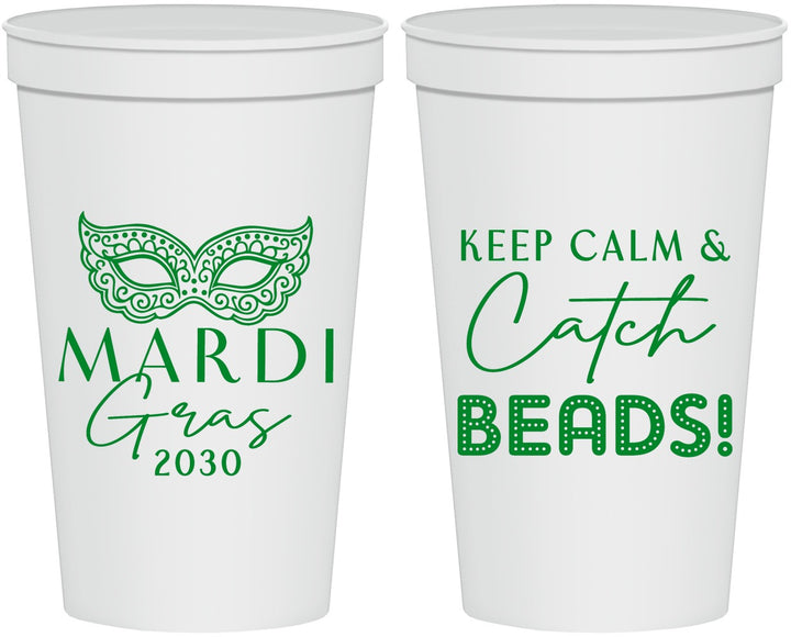 Personalized Mardi Gras 22 oz Stadium Cups - Beads Nola | 190007