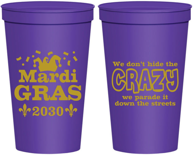 Personalized Mardi Gras 22 oz Stadium Cups - Fleur De Lis | 190009
