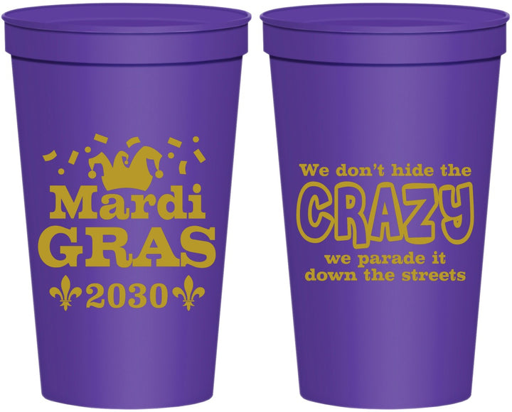 Personalized Mardi Gras 22 oz Stadium Cups - Fleur De Lis | 190009