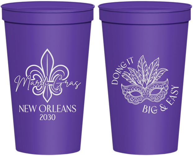 Personalized Mardi Gras 22 oz Stadium Cups - Fleur De Lis | 190010