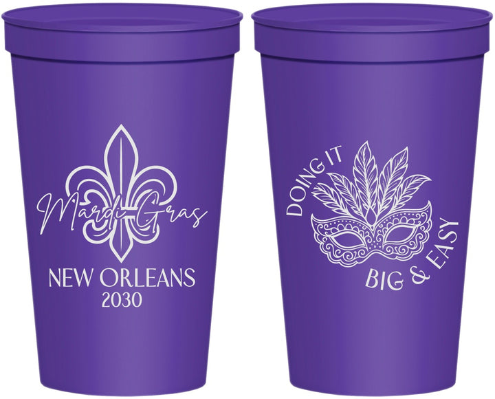 Personalized Mardi Gras 22 oz Stadium Cups - Fleur De Lis | 190010