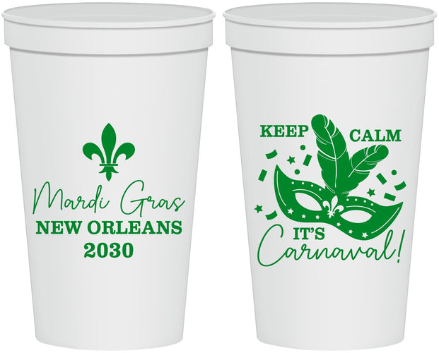 Personalized Mardi Gras 22 oz Stadium Cups - Fleur De Lis Carnaval | 190011